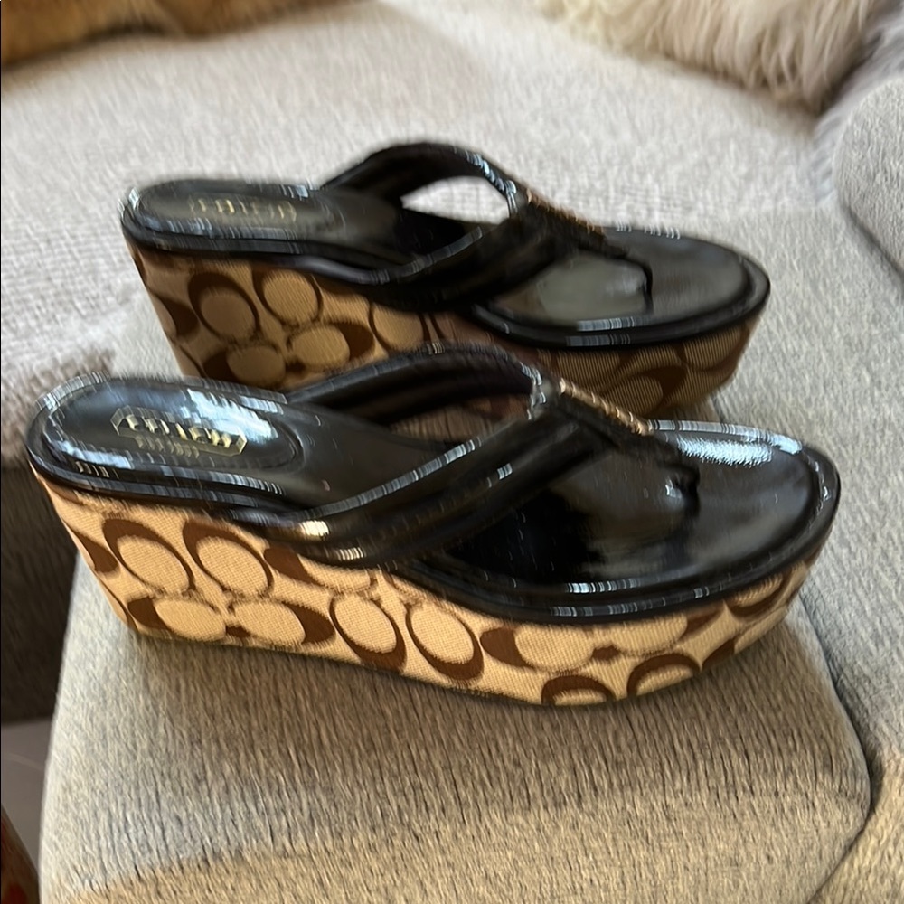 Coach Black and Brown Platform Shoes with Ergonomic Design